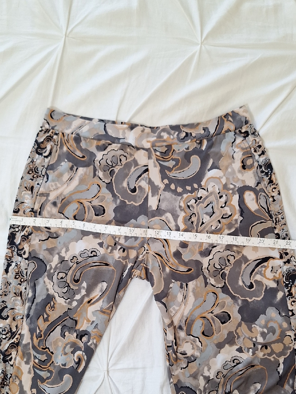 Boho Paisley Floral Wide Leg Cropped Pants Earth Tones - Picture 9 of 13